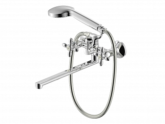 ARGO 212 TURBO-S Смеситель для ванны и умывальника, плоский излив L350, кар. пер. душа