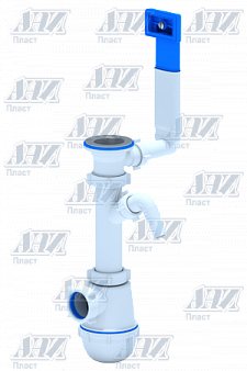 Сифон АНИ Грот A1040  1 1/2" x 40 с отвод.стир.маш. и переливом для мойки