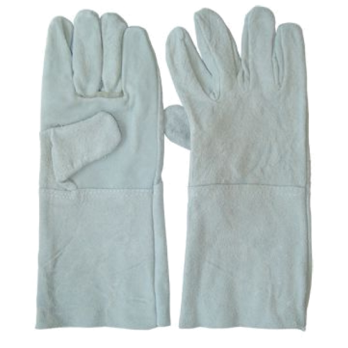 Краги замшевые серые, войлочный манжет