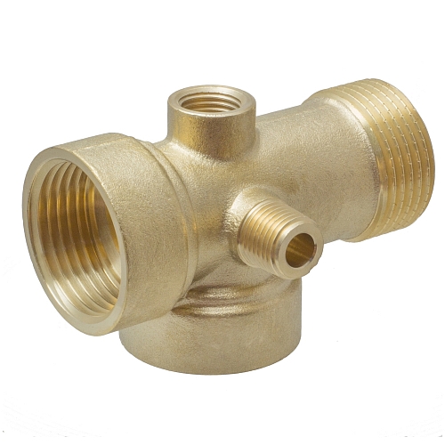 Соединитель МР-У, 5-ти выводной латунный для насоса 1" x 1/4" х 80