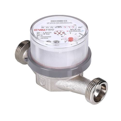 УЦЕНКА 2023-2029г Счетчик воды VALTEC универ. Ду15 (1/2"), 80 мм, БЕЗ СГОНОВ, до +90^С(NEW) (ЖЦ)