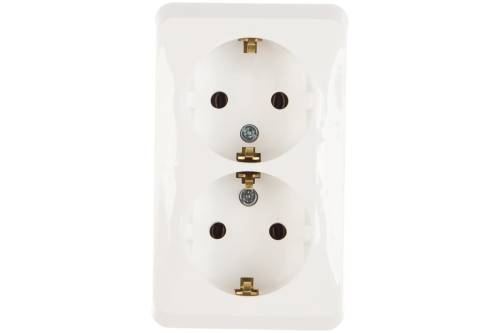 Розетка 2-м ОП Этюд 16А IP20 250В с заземл. без защ. шторок бел. SchE PA16-007B