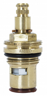 Кран-букса 1/2" керамика, 8 х 24 шлиц., 90° под крест, М-24 х 1, красн., левосторонняя