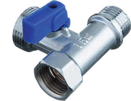 Бытовой кран шар. 1/2"x3/4"х1/2", г-ш-ш, арт. 33710 трехпроходной, никель латунь, TRm 710