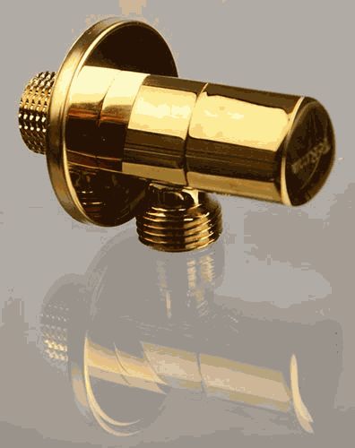 Бытовой кран шар. угловой 1/2"х1/2" ш-ш (ручка треугол. GOLD), хром, Terma 33639