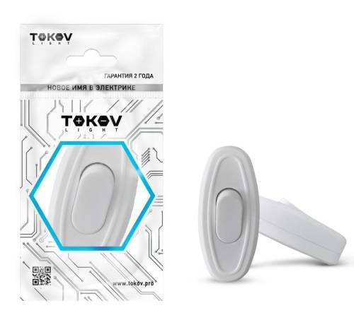 Переключатель на шнур 6А 250В IP20 бел. TOKOV ELECTRIC TKL- SW-C01