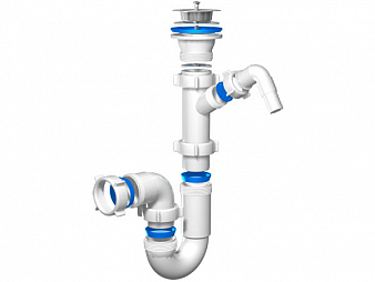 Сифон АНИ D1000 прямоточн., с отводом, выпуск с гайкой