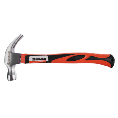 ЕРМАК Молоток-гвоздодер с магнитом, фиберглассовая ручка, 370гр