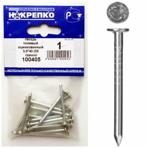 Гвоздь толевый оцинкованный 3,0x40мм (50 грамм) 100405