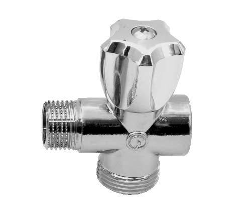 Бытовой вентиль 1/2"х3/4"х1/2" г-ш-ш, трехпроходной, хром, FORNARA