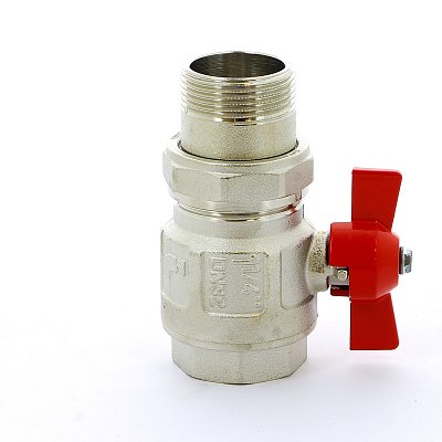 Кран американка 1 1/4' г-ш  бант красный ITAP IDEAL, шаровый никель латунь