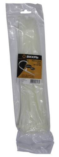 Хомут нейлоновый 3,6x300 белый (100шт.) ВИХРЬ