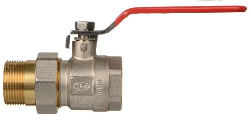 Кран американка 1 1/4' г-ш  рычаг красный TERMA RED 31051, шаровый никель латунь