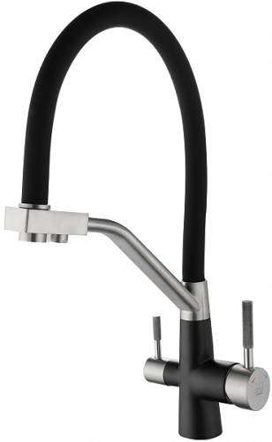 ARGO 3511 SOLID black Смеситель для кухни под питьевую воду, гибкий излив, чёрный