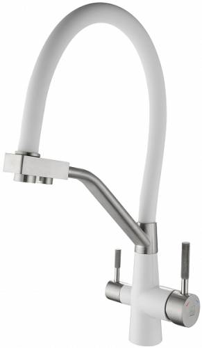 ARGO 3511 SOLID white Смеситель для кухни под питьевую воду, гибкий излив, белый