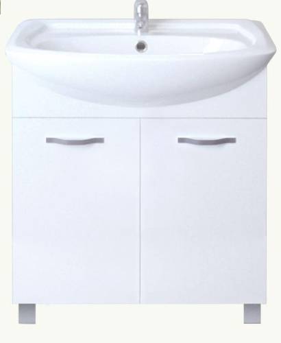 Тумба Вита 65Н 2д. У50109 Белый глянец, МДФ без умывальника (Балтика-65), 