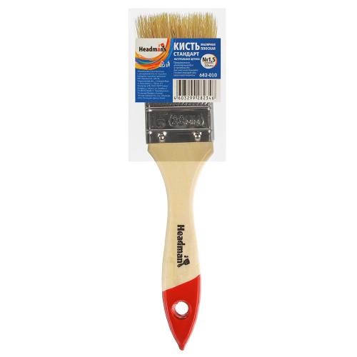 HEADMAN Кисть малярная плоская "Standart" нат. щетина 1,5" (38мм)