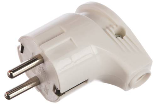 Вилка электрическая угловая 16А 250В с заземл. бел. (еврослот) UNIVersal А105