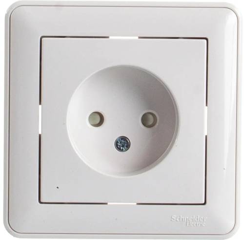 Розетка 1-м СП W59 16А IP20 без заземл. защ. шторки бел. SE RS16-151-18