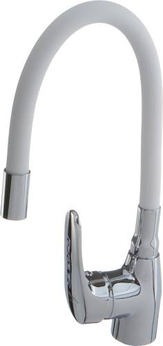 Смеситель кухоный MELODIA Ostessa д.40мм гибкий излив белый MDV 40615 White без гиб