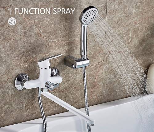 LEDEME L2203W Смеситель для ванны, картридж d-35мм с гайкой, белый