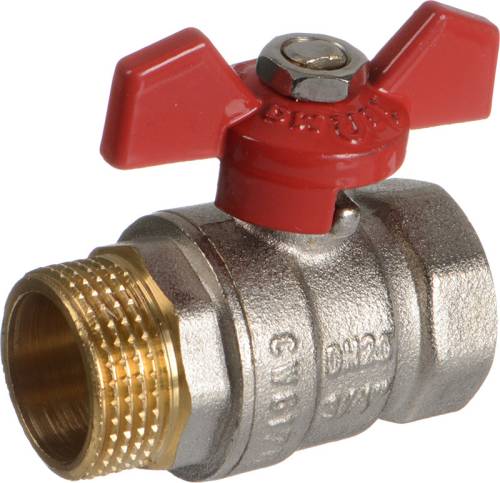 Кран шар. 1" г-ш  бант, лат. ник.  Terma RED, 31034