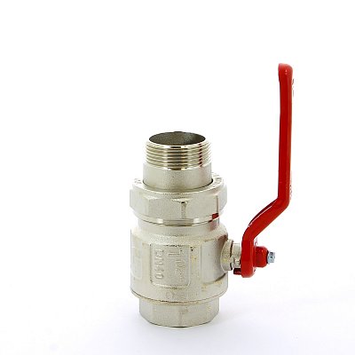 Кран американка 1 1/2' г-ш  рычаг красный ITAP IDEAL, шаровый никель латунь