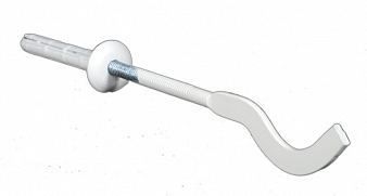 Кронштейн для радиатора, с плоским крюком, белый, 6,3 мм, с дюб., "СИМТЕК"