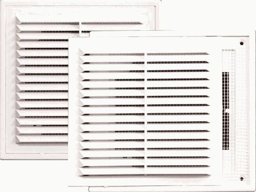 Решетка вентиляционная 250*250 2525ВР с москитной сеткой разъемная ABS-пластик белая VIEN+0 наклонна