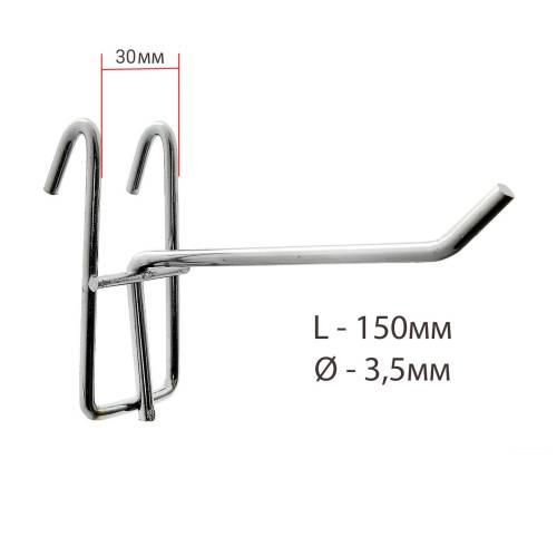 Крючок на сетку одинарный, L=10, d=6мм, цвет хром