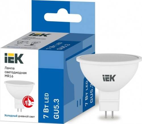 Лампа светод. ECO MR16 софит 7Вт 230В 6500К GU5.3 IEK LLE-MR16-7-230-65-GU5