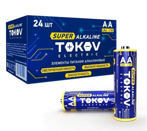 Элемент питания алкалиновый AA/LR6 TOKOV ELECTRIC TKE-ALS-LR6/C24 (1шт/уп.24шт)