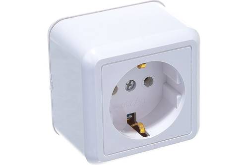 Розетка 1-м ОП Оптима РА16-376 16А IP20 с заземл. с монтаж. пластиной бел. Кунцево 8007