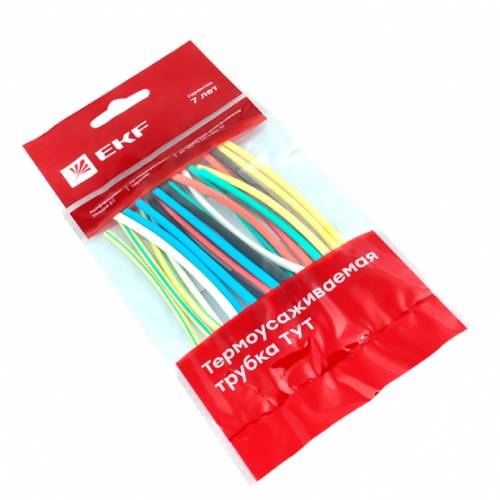 Набор трубок термоусадочных ТУТ 4/2; 6/3; 8/4; 10/5; 12/6 (7 цветов по 5шт 100мм) PROxima EKF tut-n-