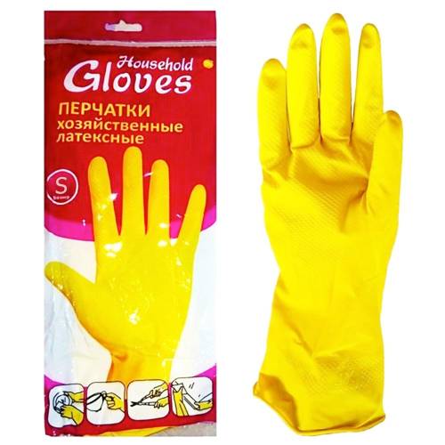 Перчатки латексные Хозяйка 30гр S с ХБ напылением*12/240 (Круг-Упак)