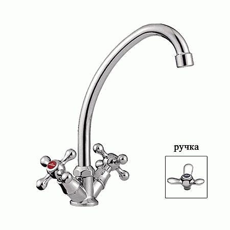 LEDEME L4012 Смеситель для кухни, ручка крест лепесток керамика (силумин)