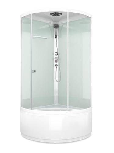 Кабина JIVE 90х90 высокий, прозр.стекло, бел.стен., бел.проф. MB02002