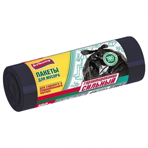 Мешки д/садового и строит.мус. Авикомп 180л (5шт) рулон черные*5/15 (3824)