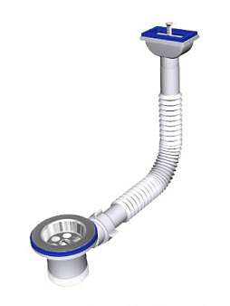 Перелив АНИ 1.1/2"  N110 для мойки с прямоугольным горизонтальным корпусом