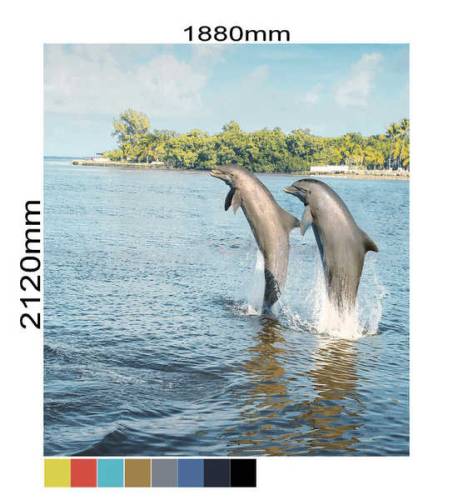 Шторка д/в тканевая MZ-112 "Весёлые дельфины" 180х200