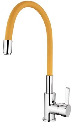 LEDEME L4898-4 Смеситель для кухни, гибкий излив, желтый 