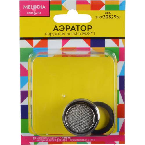 Аэратор латунный М28*1 нар.рез., нерж.сетка MELODIA MKP20529BL