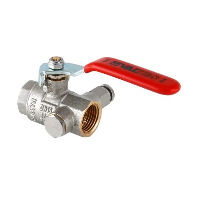 Кран шар. 1/2", г-г, с дренажом и воздухоотводчиком, ник, лат. Valtec Base