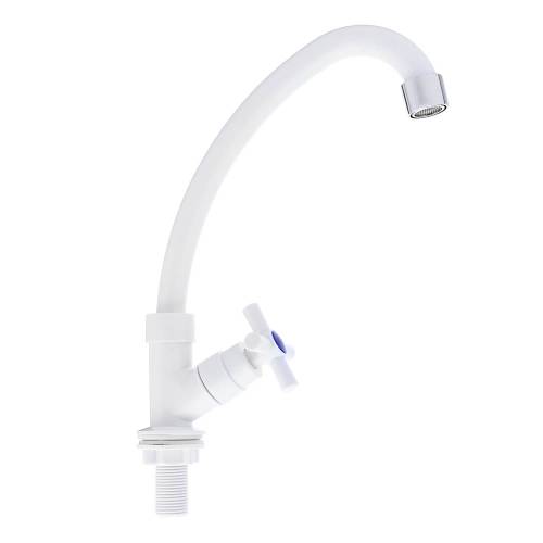 Смеситель МОНО пластиковый белый, для кухни/умывальника