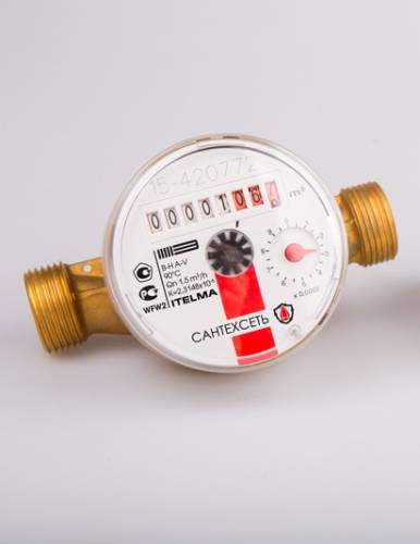 Счетчик воды САНТЕХСЕТЬ Ду15мм, Гор.в., L80, без монт.компл (ЖЦ)