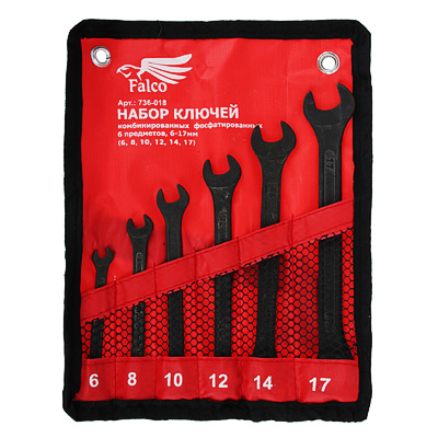 Набор ключей комб. фосфат. в сумке 6 пр., 6-17мм (6, 8, 10, 12, 14, 17)  FALCO
