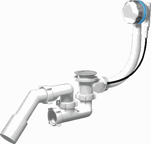 Обвязка АНИ EM421 п/авт. с регулир. сифоном, с трубой 45°град. 40/50 580мм (ручка пласт. хр)