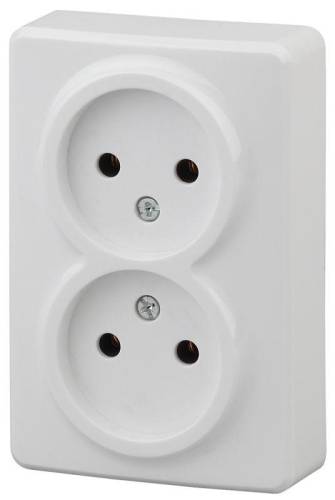 Розетка 2-м ОП Эра Эксперт 16А IP20 250В 2х2Р бел. Эра Б0020682