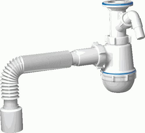 Сифон АНИ Грот A2010 с отводом и гофрой 40*50 мм. 