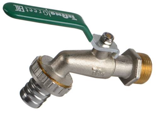 Кран водоразборный 3/4" со штуцером, рычаг, ник, лат., TERMA Greet 30811